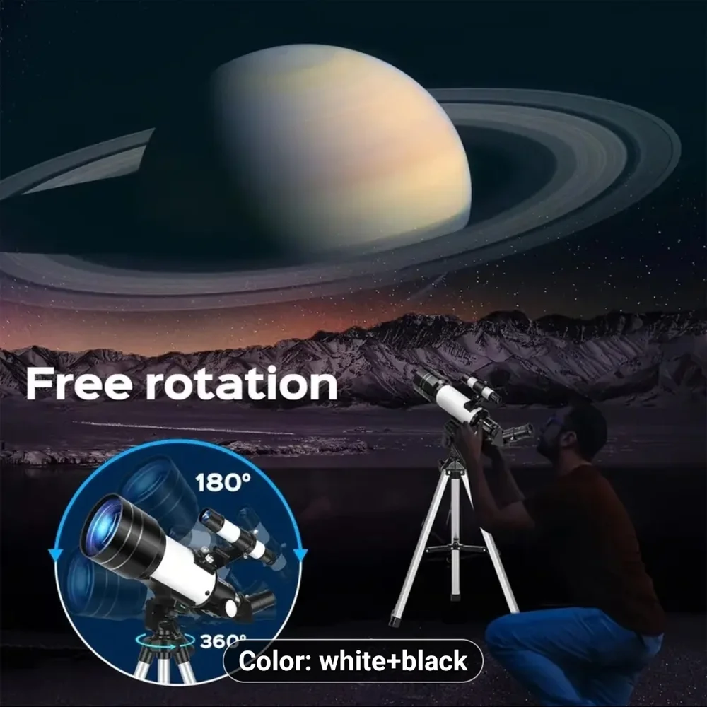 High-Performance Black and White Telescope with Smartphone Adapter